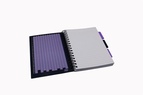 15700EX - Europa Splash A5 Project Book Wirebound 200 Micro Perforated Pages 80gsm FSC Ruled Paper Punched 4 Holes Purple (Pack 3) - EU1508Z