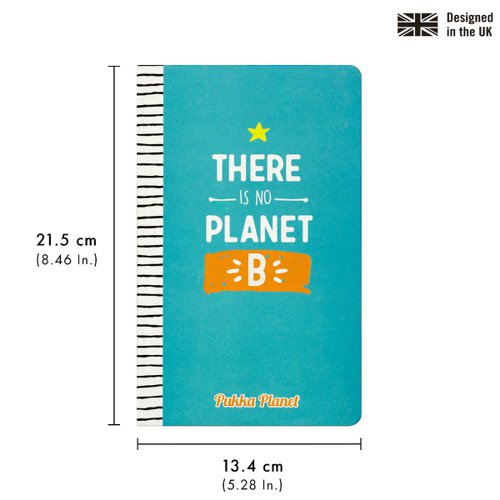 Pukka Planet brings a variety of bold and brilliant designs which aim to add an element of excitement to the eco-friendly lifestyle, taking notes in style and spreading the word about protecting the planet. Sending the positive, 'No Planet B' message, the Pukka Planet soft cover notebook is perfect for people who want to make a statement about protecting the planet. Ideal for jotting down ideas or anything of inspiration throughout the day. Measuring 130mm x 210mm, it is compact, making it ideal for daily commutes, coffee shop trips or lectures. The notebook includes 192 pages of 8mm lined, recycled paper that is planet-friendly and ethically sourced. From the ink down to the glue and pages, the whole notebook is vegan-friendly and ready to be recycled after use.
