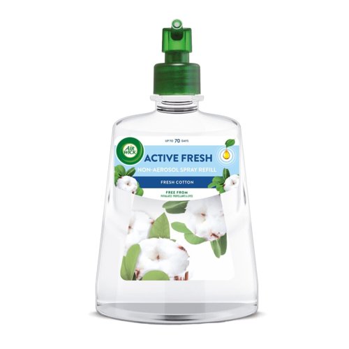 Air Wick Fresh Cotton 24/7 Active Fresh Aerosol-Free Automatic Spray Refill Lasts up to 70 days 228ml - 3228480 47907RH Buy online at Office 5Star or contact us Tel 01594 810081 for assistance