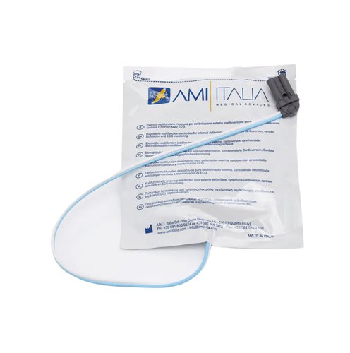 Disposable multi-function electrodes for external defibrillation with use with the Smarty Saver defibrillator range.