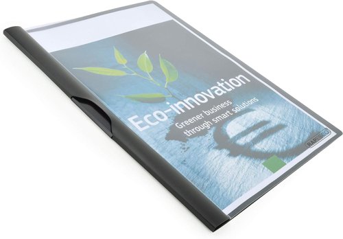 This ECO Clip File is made from 100% biodegradable and 100% recyclable polypropylene. Its practical sliding clip allows you to secure documents without the need for hole punching, and the clear cover makes the front page easily visible for easy identification and personalisation. This folder has a 3mm capacity allowing you to store up to 30 sheets (80gsm). The ECO range of PP Document Management has been designed to give consumers an environmentally-friendly choice at no extra cost. Carefully-selected additives enable Rapesco ECO products to biodegrade safely without causing harm to the environment. These unique biodegradable materials are 100% recyclable and contain some recycled materials in the manufacturing process. During the biodegradation process, the products do not emit methane or any chemicals harmful to the soil, even in deep landfills. 