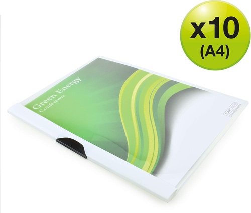 This ECO Clip File is made from 100% biodegradable and 100% recyclable polypropylene. Its practical sliding clip allows you to secure documents without the need for hole punching, and the clear cover makes the front page easily visible for easy identification and personalisation. This folder has a 3mm capacity allowing you to store up to 30 sheets (80gsm). The ECO range of PP Document Management has been designed to give consumers an environmentally-friendly choice at no extra cost. Carefully-selected additives enable Rapesco ECO products to biodegrade safely without causing harm to the environment. These unique biodegradable materials are 100% recyclable and contain some recycled materials in the manufacturing process. During the biodegradation process, the products do not emit methane or any chemicals harmful to the soil, even in deep landfills. 