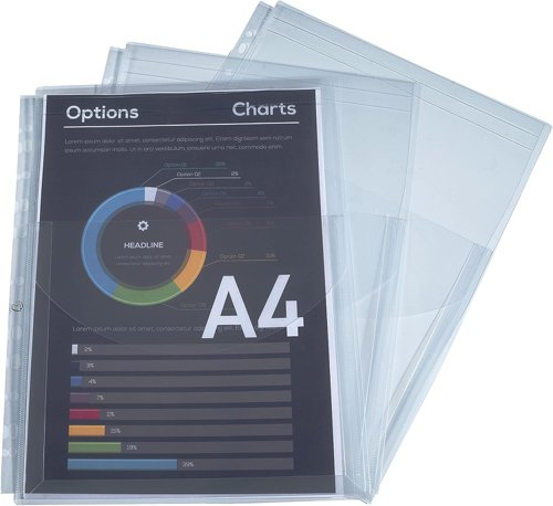 Exacompta Expanding Punched Pockets With Flap A4 Clear (Pack 10) - 5503E 21930EX Buy online at Office 5Star or contact us Tel 01594 810081 for assistance