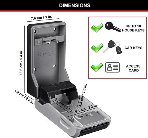 Master Lock Wall Mounted Key Lock Box Black/Grey 5481EURD SG94531