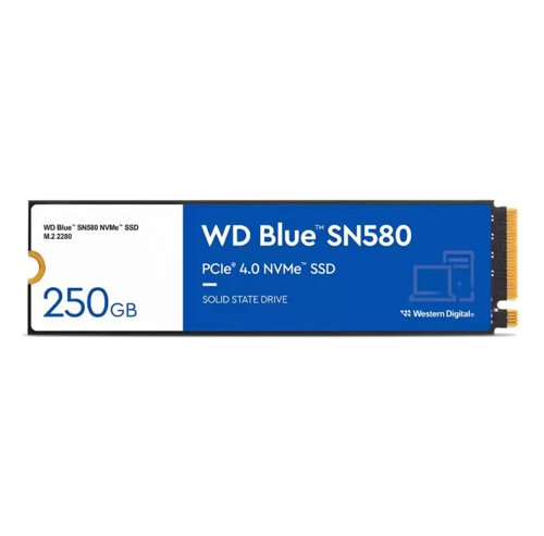 Western Digital Blue SN580 250GB M.2 PCI Express 4.0 TLC NVMe Internal Solid State Drive Solid State Drives 8WDS250G3B0E