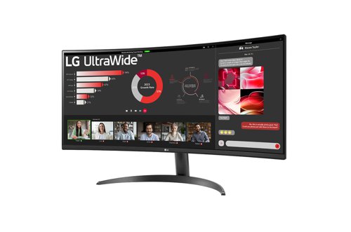 8LG34WR50QCB | See more, do more.The UltraWide™ WQHD (3440 x 1440) with 1800R curvature and 21:9 aspect ratio is great for work as it can display various programs at once. 34WR50QC allows you to see multiple contents from two computers with the picture-by-picture feature, so it helps to process work efficiently.OnScreen Control software allows you to control various display settings with a few mouse clicks. Screen Split will help you divide the whole display area with no hassle.HDR technology is now applied to various content. This monitor is compatible with industry standard HDR10 (high dynamic range), based on the sRGB 99% colour gamut, supporting specific levels of colour and brightness that enables viewers to enjoy the dramatic colours of the content. By reducing blue light emissions, Reader Mode provides a more comfortable condition for reading. Activate Reader Mode with just a touch of a button, to comfortably read on the monitor for longer periods.The narrow bezel design offers an immersive visual experience, without distracting from the impressive image. This monitor’s adjustable stand allows you to tilt the screen - making it easier to find your preferred viewing position.