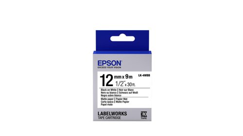 Epson LK-4WBB Label Cartridge Black White 12mm (9m) C53S654023