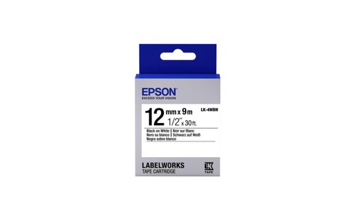Epson LK-4WBN Label Cartridge Black White 12mm (9m) C53S654021