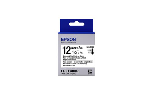 Epson LK-4WBH Label Cartridge Black White 12mm (9m) C53S654025