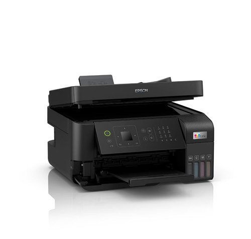 Say goodbye to cartridges.Enjoy business quality and mobile printing at an ultra-low cost with this multifunction inkjet with fax, perfect for busy homes and small offices.Save up to 90% on printing costs with Epson’s cartridge-free EcoTank printers. Supplied with high yield ink bottles, the integrated ink tanks are easy to fill thanks to the specially engineered ink bottles. With no cartridges to replace, flexible connectivity features and fax, this is the perfect printer for anyone looking for high-quality prints at an incredibly low cost per page.EcoTank provides hassle-free printing for homes and small offices - the ultra-high capacity ink tanks allow mess-free refills and the key-lock bottles are designed so only the correct colour can be inserted.Featuring a 3.7cm colour LCD screen, 30-page automatic document feeder and fax, 100-sheet rear paper tray and print speeds of up to 15 pages per minute5, you can speed through a variety of tasks with ease. Featuring a compact design, Apple AirPrint support and Wi-Fi, Wi-Fi Direct and Ethernet connectivity, you can easily integrate this printer with your existing home or office set-up and print from mobiles, tablets and laptops.With PrecisionCore Heat-Free Technology you can enjoy reduced energy consumption and less need for replacement parts. The printhead also comes pre-installed so setting up your printer is hassle-free.