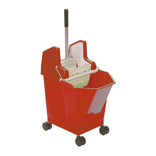 ValueX Mop Bucket With Wringer 9 Litre With Castors Red - 0907062 Brooms, Mops & Buckets 22749CP