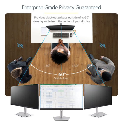 8ST10335347 | The monitor privacy screen is easy to attach and remove. Simply attach the 34 inch ultrawide privacy screen to your 21:9 aspect ratio display using the attachment strips or slide-mount tabs. This confidentiality screen filter is also reversible. The matte side provides you with glare reduction and the glossy side of the privacy screen will provide you with increased clarity.Protect Your PrivacyThe privacy screen protector for desktop monitors is a great investment if you want to protect your privacy. It is a convenient and cost-effective way to keep your classified information, intellectual property or any other important data you wish to keep protected. You can have a peace of mind while working in the office or public environments because you know your screen is protected with the 30+/- degree privacy viewing angle. The cutout on the top corner of the privacy screen makes it easy to remove for sharing content with trusted audiences or switching between finishes.Blue Light ReductionLowering blue light exposure is important. To reduce digital eye strain, the monitor privacy film blocks between 40% to 51% of the blue light in the wavelength range of 380nm to 480nm.Antimicrobial ProtectionOur privacy screens feature an anti-microbial coating on the matte-side of the filter. Embedded antimicrobial technology provides protection against bacterial microbes by continuously eliminating up to 99.99% of certain surface bacteria. Antimicrobial screen protectors are ideal for environments where disinfection is important.The Choice of IT Pros Since 1985StarTech.com conducts thorough compatibility and performance testing on all our products to ensure we are meeting or exceeding industry standards and providing high-quality products to IT Professionals. Our local StarTech.com Technical Advisors have broad product expertise and work directly with our StarTech.com Engineers to provide support for our customers both pre and post-sales. The TAA compliant PRIVSCNMON34W is backed by a StarTech.com 2-year warranty and free lifetime technical support.