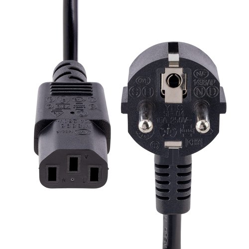 Universal Replacement for CEE 7/7 to C13 Power CablesThis replacement power cord features an EU Schuko CEE 7/7 two-pronged plug and IEC C13 female plug. It is compatible with most monitors, PCs, scanners, and printers.High-Quality ConstructionThis monitor power cord is universal for all monitors that feature a C14 inlet. Built with three conductor 18 AWG wires and is rated to carry 250 V at 10 A. It is constructed with fully moulded connectors with strain reliefs, ensuring reliable and durable connections for your device.Comprehensive?Product Testing?and?Expert-Level?Technical SupportStarTech.com?conducts thorough?compatibility and performance?testing?for?all?our products?to?ensure we are meeting or?exceeding industry standards?and providing?high-quality products to our customers. Our?local?StarTech.com?Technical?Advisors?have a broad range of product expertise. They?work alongside StarTech.com?Engineers to?provide support pre and post-sale support.This product is backed for life, including free lifetime 24/5 multi-lingual technical assistance.