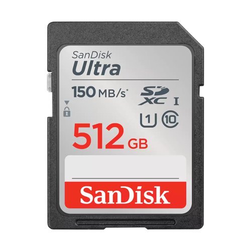 SanDisk Ultra 512GB SDXC UHS-I Class 10 Memory Card 8SD10392585 Buy online at Office 5Star or contact us Tel 01594 810081 for assistance
