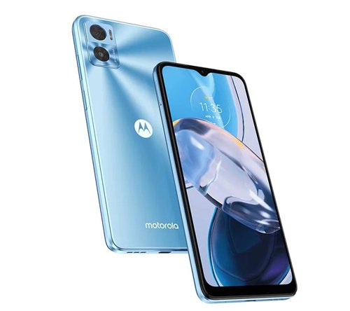 Motorola Moto E22 6.5 Inch MediaTek Helio G37 4GB RAM 64GB Storage Android 12 Crystal Blue Mobile Phone Motorola