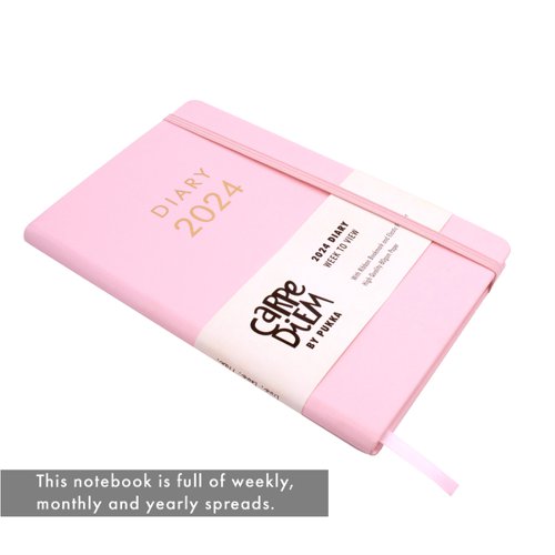 Pukka Pad Carpe Diem 2024 Diary Softcover 130x210mm Pink 9807-CD - PP09807