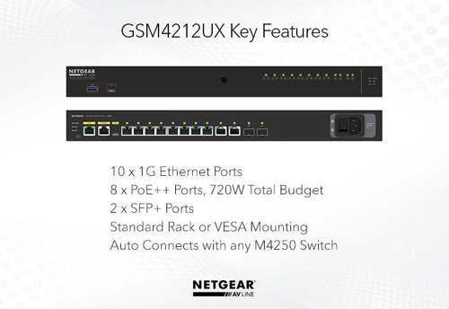 NETGEAR M4250 AV Line M4250 8 Port Power Over Ethernet Plus Managed Network Switch 8NE10312482