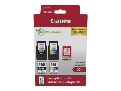 Canon PG560/CL561 CMYK High Yield Ink Cartridge  12.2ml + 14.3ml - 3712C008 CAPG560XL/CL561XLPVP