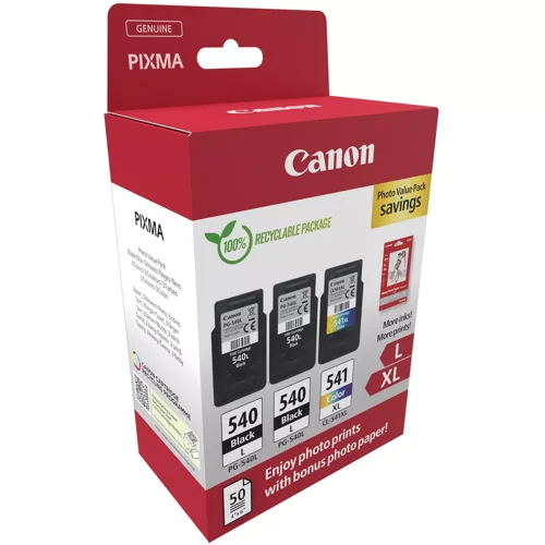 Canon PG-540L x2/CL-541XL Inkjet Carts + Glossy Photo Paper Photo Value Pack Black/Colour 5224B015 Print Pack CO67969