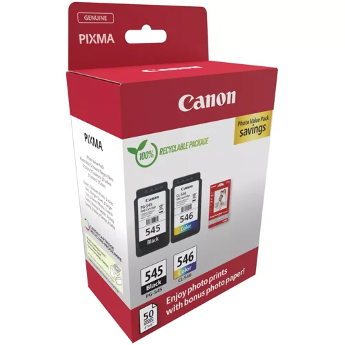 Canon PG-545/CL-546 Inkjet Cartridge + Glossy Photo Paper Value Pack Black/Colour 8287B008
