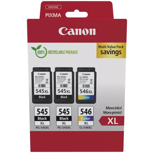 Canon PG-545XL/CL546XL Black & Colour High Yield Ink Cartridge 2 x 13ml + 1 x 11ml - 8286B013