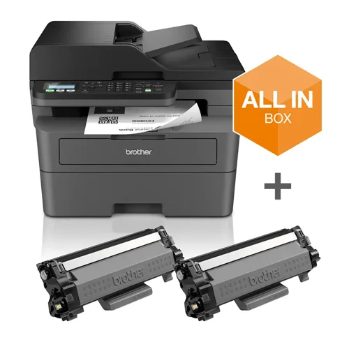 Work smarter from anywhere at home or in the office with the easily connected Brother MFC-L2827DWXL mono A4 all-in-1 laser printer. Supplied the all in box print bundle: 6,000 toner prints (2 x 3,000 page yield toner cartridges) and a 3-year peace of mind guarantee. With a 128MB internal memory. Secure by design, it uses triple-layer security at a device, network and document level, for peace of mind and guarantees that the integrity of your data is maintained. Hosting a range of efficiency-boosting features, this 3-in-1 mono laser printer saves you time with fast flawless printing and quick scan speeds, automatic 2-sided print. 1-sided printing and copying of up to 32 copies per minute, with a resolution of up to 1200 x 1200 dpi (printing) 600 x 600 dpi (copying). A generous 250 sheet paper tray capacity. The contact image sensor (CIS) scanner provides colour and mono scanning, 1200 x 1200 dpi. Fax modem with 33,600bps (Super G3), send the same fax message to up to 260 locations, a memory transmission of up to 400 pages. Connect with Hi-Speed USB 2.0, Wireless, Wi-Fi Direct. Mobile and Web connectivity: Brother Mobile Connect, Brother Print Service Plugin, Mopria (Android), Brother Mobile Connect (iPad/iphone), Apple AirPrint. A quiet mode to reduce the printing noise. All controlled via a 2 line LCD with keys control panel.