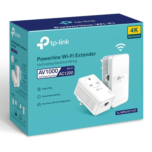 8TP10324368 | The powerline adapter TL-WPA7617 transforms your home’s existing electrical circuit into a ultra-fast-speed network, and brings wired and wireless networks to anywhere there is a power outlet. No need for new wires or drilling.Network passes through walls and floors.Compatible with any WiFi routers or other powerline products.Expand coverage by adding more extenders