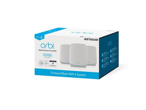 NETGEAR Orbi RBK763S Tri-band WiFi 6 Mesh System 5.4Gbps Router and 1 Satellite Network Routers 8NE10378990