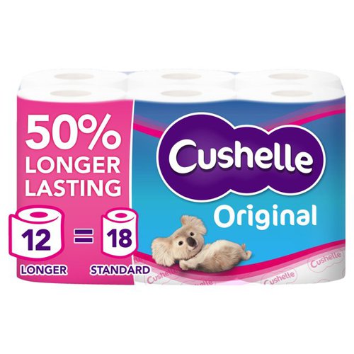 Cushelle Original Toilet Tissue Extra Long Rolls White (Pack 12) - 1102184