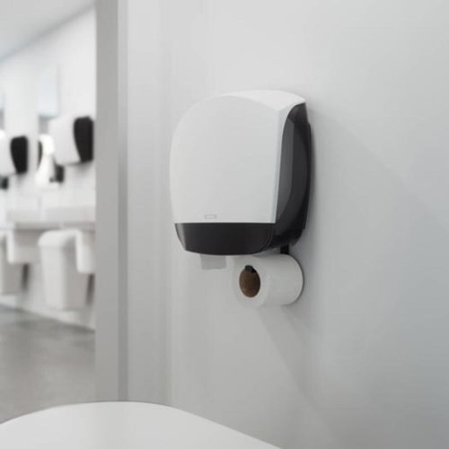 KZ08211 | Katrin Inclusive Gigant Toilet S Dispenser offers an easy and economical way to ensure that toilet facilities remain hygienic and reduce the frequency of toilet roll refills. Allowing easy access to the toilet roll, the dispenser features an integrated stub holder to reduce wastage and the flexible roll brake aids better dispensing. Ideal for frequently used washrooms, this dispenser holds mini jumbo toilet rolls and access to refill the dispenser via the lock can be operated with or without a key. Resistant to high temperatures, the dispenser is compliant with UL94 Fire Safety and Fire Protection regulations (EU). Supplied in white.