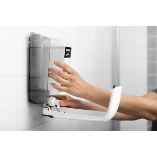 For use with the Katrin 1000ml refill cartridges, this Katrin Soap Dispenser has a full-face push cover for effortless use for all users. It also features braille instructions for use by the visually impaired. The lock can be operated with or without a key to easily replace a depleted cartridge. Resistant to high temperatures, the dispenser is compliant with UL94 Fire Safety and Fire Protection regulations (EU). Supplied in white.