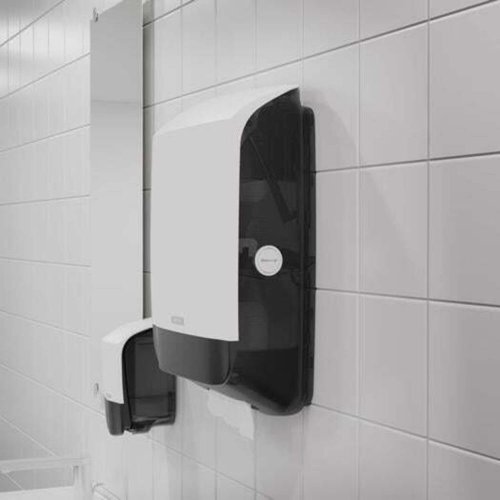 This Katrin Folded Hand Towel M Dispenser offers an easy way to ensure the work area remains hygienic and light, effortless dispensing. Featuring an upwards opening and supporting ribs which hold the towels in place when carrying out refills. Access to refill the dispenser via the lock can be operated with or without a key. Resistant to high temperatures, the dispenser is compliant with UL94 Fire Safety and Fire Protection regulations (EU). Supplied in white.