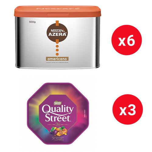 Nescafe Azera Barista Style Instant Coffee 500g x 6 plus Quality Street Chocolates Tub 600g x 3 FREE  24233XX