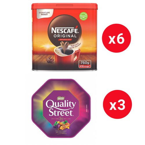 Nescafe Original Instant Coffee 750g x 6 plus Quality Street Chocolates Tub 600g x 3 FREE  24219XX