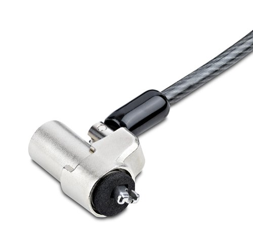8ST10390068 | Laptop Cable Lock is compatible with Noble Wedge® slot, and it's designed to deter the theft of laptops and other ultra-slim notebooks. The laptop lock features a 6.5ft (2m) cut-resistant cable with a PVC coating, making it a durable and reliable solution for securing laptops. The lock body features zinc-alloy plating, which prevents corrosion and wear. The compact design of this lock is perfect for ultra-slim notebooks, 2-in-1 laptops, tablets, and many other devices that feature a Noble Wedge® slot.Full-Motion Lock DesignThe diameter of the lock body is 0.4in (11.6mm), with an off-centre lock tip that enables a slim laptop (e.g., Ultrabook) to lay flat when the lock is attached. Additionally, the lock head features both pivot and ball joints, allowing the lock to pivot 90° and rotate a full 360°.Flexible InstallationThe 6.5ft, 4.4mm cut-resistant steel cable can be routed through a grommet hole or wrapped around to the leg of a table. It is the ideal security lock for tradeshow/kiosk product exhibits, POS device protection, and office device security. Enhance the convenience and security of this product, using LTANCHOR or LTANCHORL (sold separately), to secure a device to a table or desk. The multitude of installation options ensures this lock will fit any application.The lock head features a spacer near the lock tip that protects the device from scuffing or denting the laptop's lock slot. The lock includes a set of two zinc alloy keys.