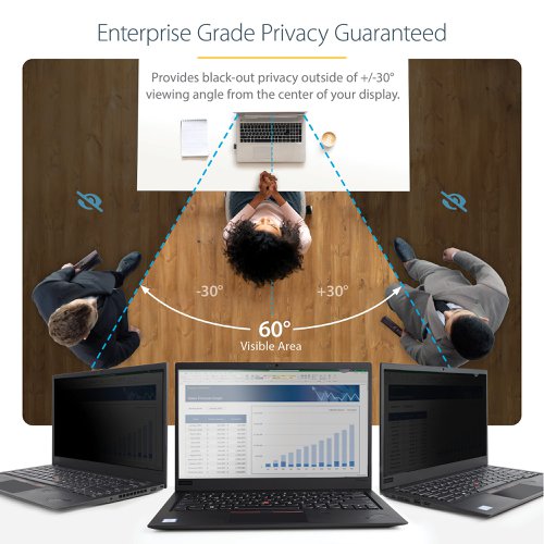 8ST10393306 | Laptop privacy screen features a universal design compatible with 17.3” 16:9 aspect ratio displays. The anti-glare design provides visual comfort while reducing the adverse effects of blue light emitted from the display. Reversible design allows you to quickly adjust to different light conditions throughout the day.Prevent Visual EavesdroppingThis privacy filter is a convenient and cost-effective solution to protect confidential data from unwanted viewers. The privacy shield darkens your computer's screen from the side while providing a clear viewing angle of 60 degrees (+/- 30 degrees from centre) to the user.Reversible FilterThe privacy screen protector is reversible, with a matte anti-glare side for environments prone to glare and a high-gloss side that helps retain colour vibrancy. The matte side provides additional screen protection with a fingerprint and scratch resistant coating. The privacy shield has a light transmittance of 57.5% providing optimal screen brightness and enhanced levels of privacy.Hassle-free InstallationAffix the privacy screen shield using the provided residue-free transparent adhesive strips or the side mounting tabs. The cutout on the top corner of the privacy screen makes it easy to remove for sharing content with trusted audiences or switching between the matte and glossy finishes.Blue Light ReductionReduce eye strain and improve visual comfort with this blue light-reducing privacy shield. It blocks up to 51% of the blue light emitted from the display in the 380nm - 480nm wavelength range. Digital eye strain can lead to symptoms like headaches, dry eyes, and blurred vision.