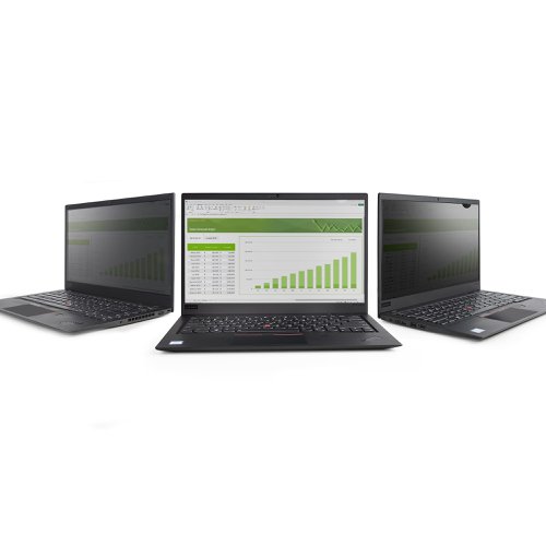 8ST10390867 | This laptop privacy screen features a universal design, compatible with 13.3” laptops with a 16:9 aspect ratio.Prevent visual eavesdroppingThis privacy filter is a convenient and cost-effective solution to protect your confidential data from unwanted viewers. The privacy shield darkens your laptop screen from the sides while providing a clear viewing angle of +/-30 degrees, offering a total visible area of 60 degrees.Reversible FilterThe privacy screen protector is reversible, with an anti-glare matte side for environments prone to glare and a high-gloss side that helps retain colour vibrancy. The matte side provides additional screen protection with a fingerprint-resistant coating.Hassle-free InstallationThe universal design won't interfere with top-mounted webcams, sensors, or when closing the lid. The privacy screen can be installed in two different ways. Affix the privacy screen shield to bezel-less displays using the transparent and residue-free adhesive strips. Alternatively, use the slide mount tabs to install the privacy screen on displays with bezels. The latter is recommended when frequent reversal or removal is required.Blue Light ReductionReduce eye strain and improve visual comfort with this blue light reducing privacy shield. It blocks 40% - 51% of the blue light emitted from the display in the 380nm - 480nm wavelength range. Digital eye strain can lead to symptoms like headaches, dry eyes, and blurred vision. This TAA-compliant laptop privacy filter is backed for two years, including free lifetime 24/5 multi-lingual technical assistance.