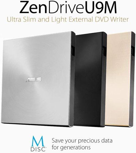 ASUSSDRW08U9MU | ASUS ZenDrive U9M is an ultra-slim external DVD Writer which supports USB Type-C and Type-A interfaces, provides two cables to allow data transmission including PC and Mac. Its sophisticated Zen-inspired design with concentric-circle hairline finish demonstrated the aesthetics of technology.ASUS ZenDrive U9M offers two cables which USB Type-C and Type-A interface support a variety of laptops including PC and Mac. The reversible Type-C for any-way-up connectivity convenience, enable ultra-fast data transmission from compatible devices.