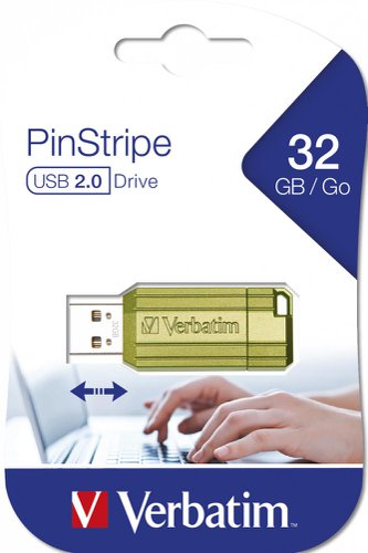 Verbatim Pinstripe 3.0 - Eucalyptus Green, 32 GB, USB Type-A, 2.0, 12 Mb/S, Slide, Green 49958