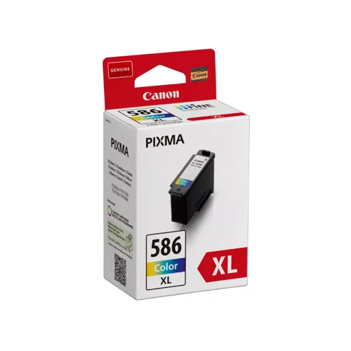CACL586XLEUR | The Canon CL-586XL Colour Ink cartridges contain cyan, magenta and yellow inks in a single cartridge. These high yield inks are designed to get you more from a set of cartridges. The ink cartridge is high yield, printing up to 300 pages for long-lasting printing at home.