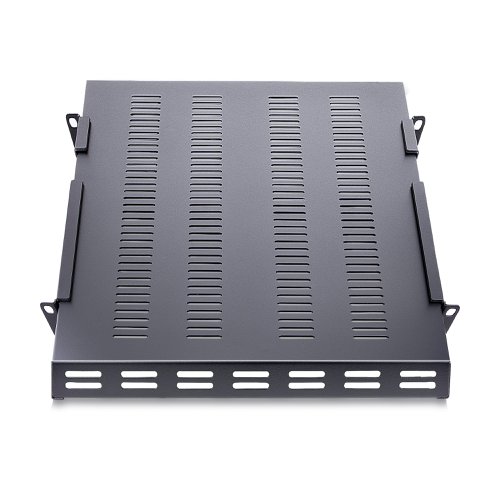 The ADJSHELFHDV 1U 4-Post Adjustable Heavy Duty Vented Rack Mount Shelf lets you add a high-capacity, adjustable 1U shelf to virtually any standard 19-inch 4-post server rack or cabinet.This heavy duty rackmount shelf can be adjusted from 19.5in to 38in (mounting depth) to fit your rack, while the vented design improves air flow and help to lower temperatures in the rack. Constructed using 1.2mm SPCC commercial grade cold-rolled steel, providing the ability to hold up to 150kg (330lbs) of equipment - a durable solution for storing large, non-rackmount pieces of equipment, heavy tools or peripherals in your rack or cabinet.The ADJSHELFHDV is backed for life, including free lifetime 24/5 multi-lingual technical assistance.