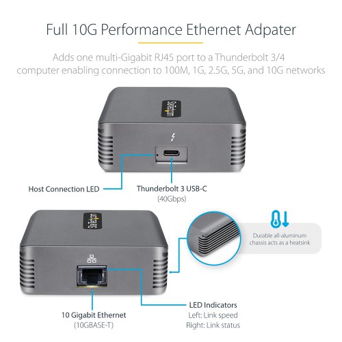 StarTech.com 10G Thunderbolt 3 to RJ45 Ethernet Network Adapter Ethernet Switches 8ST10384507
