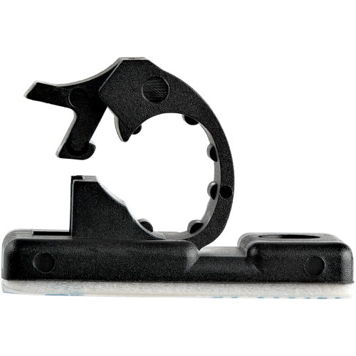 These self adhesive one-piece black cable clamps provides an easy way to secure and organize cables in multiple locations. 100 Black cable clips are included, ensuring you'll have plenty on hand.The cable clips support a 0.21 in. (5.5 mm) cable bundle diameter and mount to any wall with the included 3M adhesive backing. There's also a 0.20 in. (5 mm) mounting hole for added strength. The one-piece cable clamp can be opened and repurposed with different cables.Made of durable black nylon 66 material and featuring a strong 3M adhesive sticky backing these cable holders are UL94 V-2 fire rated at up to 85°C.