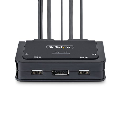 This Hybrid KVM Switch enables users to switch between a USB Type-A and DisplayPort-enabled desktop and a USB Type-C (DP Alt-Mode) enabled laptop, to share a keyboard, mouse, audio input/output devices, and a single 4K 60Hz DisplayPort monitor.Hassle-Free SetupThe KVM switch is bus powered and features built-in DisplayPort, USB-A, USB-C, and 3.5mm Audio Input/Output cables. This ensures compatibility and performance between the KVM switch, monitors, and peripherals - without the need to select and purchase the cables required for those connections.CompatibilityThe 2-port KVM switch is compatible with all operating systems, including Windows, macOS, ChromeOS, and Linux. The KVM works with all hardware platforms including Intel, AMD, and Apple M1/M2. The USB-C host port works with USB-C, USB4, Thunderbolt 3, and Thunderbolt 4 laptops. If the desktop does not have a 4-position 3.5mm port the included 3.5mm Headset Adapter ensures compatibility out of the box.Intuitive ControlThe KVM switch offers two options to switch between hosts - a remote push button or hotkey commands, using the downloadable software. The remote push button includes a 1.5m cable for optimal placement in the setup. Independent audio switching can be achieved through the software, utilizing keyboard shortcuts (i.e., hotkeys), ensuring uninterrupted audio when switching between host devices.