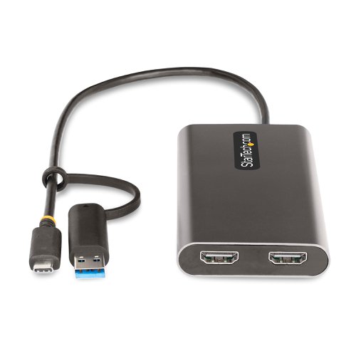 StarTech.com USB-C to Dual-HDMI Adapter USB-C or A to 2x HDMI 4K 60Hz 100W Power Delivery Pass-Through 8ST10390869