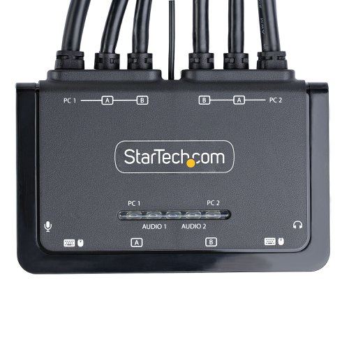 StarTech.com 2 Port 4K 60Hz Dual Monitor DisplayPort Cable KVM Switch