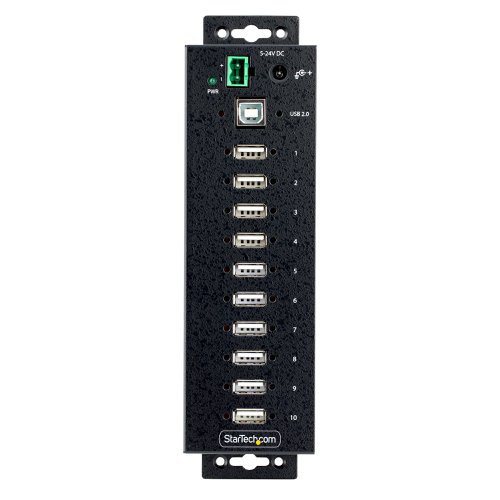 StarTech.com 10-Port Industrial USB 2.0 Rugged Hub with ESD Level 4 Protection