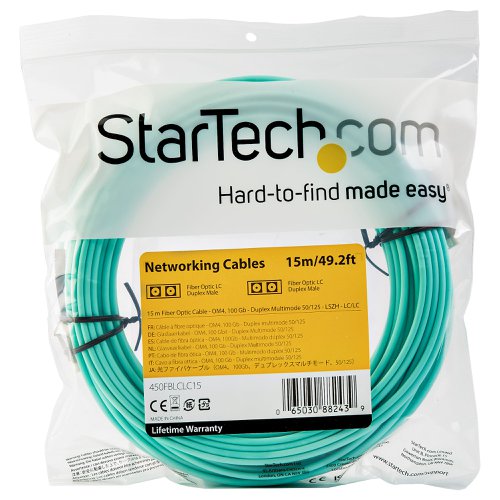 StarTech.com 15m LC UPC to LC UPC OM4 Multimode Fibre Optic Cable  8ST10270124
