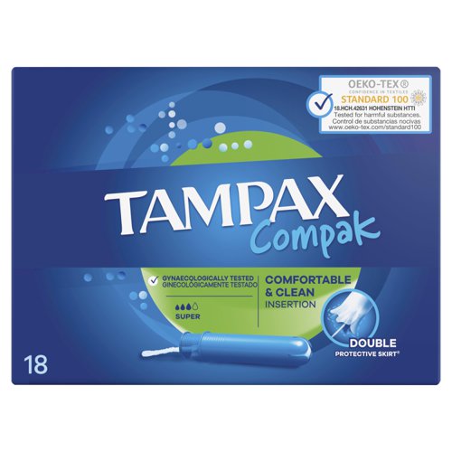 Tampax Compact Super Applicator Tampons Box x18 (Pack 6) - 31392