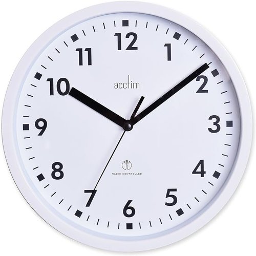 Acctim Nardo Radio Controlled Wall Clock 200mm Diameter White - 74662